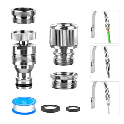 Sink Faucet Quick Connector, Faucet to Garden Hose Snap Coupling Adapter | Compatible with Dishwasher Washer Bathroom/Kitchen/Shower Hose/Garden Hose