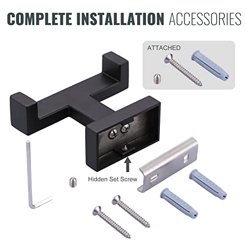 Double Bathroom Towel Hook for Wall Mounted - Matte Black Modern Towel Holder - Heavy Duty Coat Robe Hooks for Wall - Stainless Steel Shower Towel Hanger - color: Matte Black