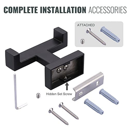 Double Bathroom Towel Hook for Wall Mounted - Matte Black Modern Towel Holder - Heavy Duty Coat Robe Hooks for Wall - Stainless Steel Shower Towel Hanger - color: Matte Black
