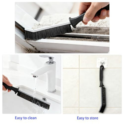 7 Pcs Hard Bristle Crevice Cleaning Brush Set - for Grout, Tight Spaces & Gap Cleaning, Deep Reach Narrow Scrubber Tools for Bathroom Tiles, Kitchen Sink, Window Tracks & Car Vents, Home Essentials
