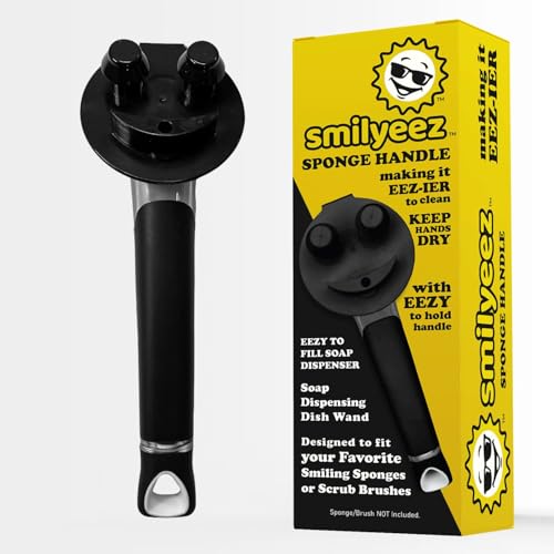 The Original Smiling Handle with Soap Dispensing for Scrub Daddy (Reg. TM) Sponge and Scrub Moji Sponge (Black) - color: Black