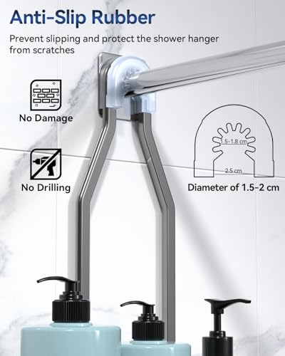 Never Rust Shower Caddy Hanging, Aluminum Shower Racks for Inside Shower, 3-Tier Shower Organizer Hanging Over Shower Head with Hooks and Soap Holder, Grey - color: Grey