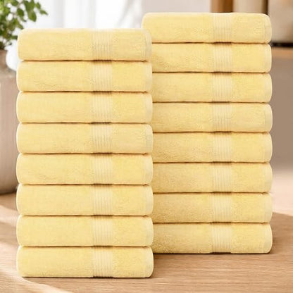 100% Cotton Bath Towels 30x54 Inches, 600 GSM, Soft & Absorbent, Set of 16, Yellow - color: Yellow, size: Bath Towel Set of 16
