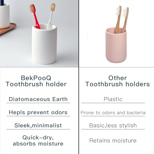 Nature Diatomite Toothbrush Holders for Bathrooms,Drying Stone Electric Toothbrush Holder, Toothpaste Holder, Water-Absorbent, Hand Made, Toothbrush Organizer for Bathroom Countertop, White - size: Single