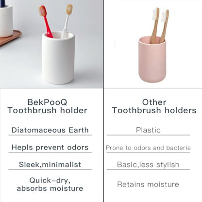 Nature Diatomite Toothbrush Holders for Bathrooms,Drying Stone Electric Toothbrush Holder, Toothpaste Holder, Water-Absorbent, Hand Made, Toothbrush Organizer for Bathroom Countertop, White - size: Single