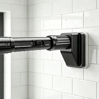Umimile Tension Curtain Rod 75-102 Inch, Adjustable Shower Rod, Black | 1.26" heavy-duty rustproof steel, super grip diamond end caps stay securely. No-Drill. Fits bathroom, closet & windows. - size: 75-102”