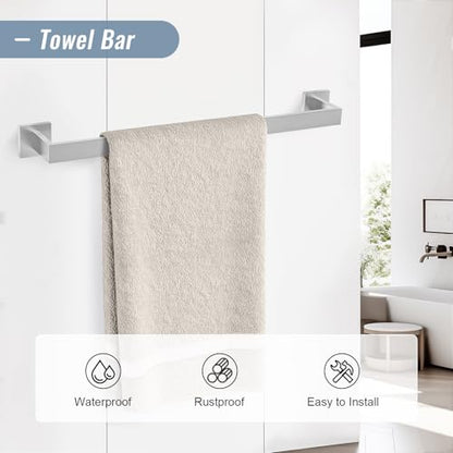 YACVCL 5 Pieces Brushed Nickel Bathroom Accessorie Set 23.6 Inch Towel Bar Set SUS304 Stainless Steel Towel Holder Set for Bathroom,Toilet Paper Holder with Shelf Wall-Mounted Bathroom Hardware Set - color: 5 Pcs Brushed Nickel