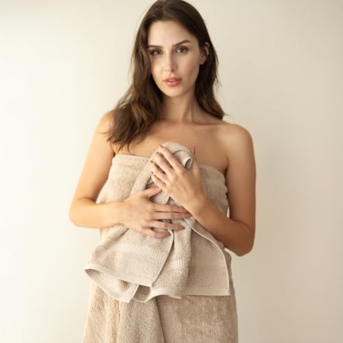 SALBAKOS 6-Piece 100% Turkish Cotton Hand Towels, 16x30 inch, Taupe | Large Size Thick Super Soft Highly Absorbent, Versatile Hair Face & Hand Drying Towel, Premium Hotel Quality Made in Turkey - color: Taupe, size: 6 Hand Towels