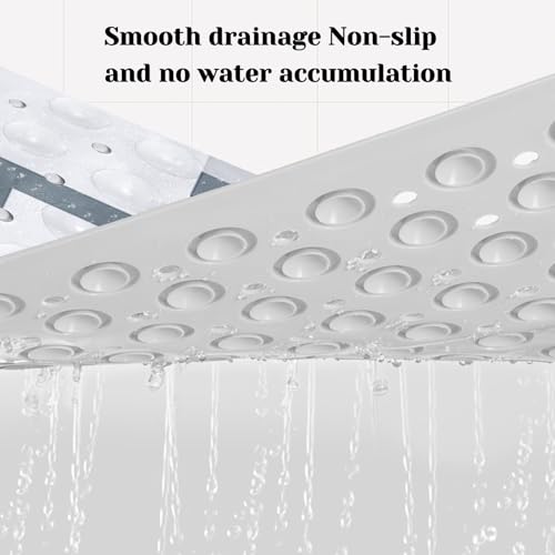 Black White Bath Tub Mat Non Slip, Modern Geometric Large Washable Shower Mats with Drain Holes and Suction Cups,40 X 16 Inch - color: Black White