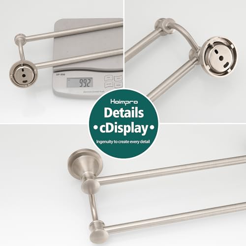 Hoimpro Double Towel Bar Towel Rack for Bathroom Wall Mount Brushed Nickel | Adjustable 16-26 In,Wall Mounted Towel Holder, Stainless Steel, Rustproof, Towel Bar Rod Hanger Hardware Accessories Hotel - color: Brushed Nickel