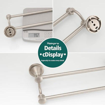 Hoimpro Double Towel Bar Towel Rack for Bathroom Wall Mount Brushed Nickel | Adjustable 16-26 In,Wall Mounted Towel Holder, Stainless Steel, Rustproof, Towel Bar Rod Hanger Hardware Accessories Hotel - color: Brushed Nickel