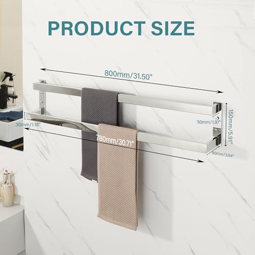 Alise Double Towel Bar, 32" Double Towel Racks for Bathroom,Polished Chrome | Bathroom Towel Rack Wall Mounted, 3.54" Wide Faster Drying, Ladder Design, SUS304 Stainless Steel - color: Polished Chrome, size: 32-inch