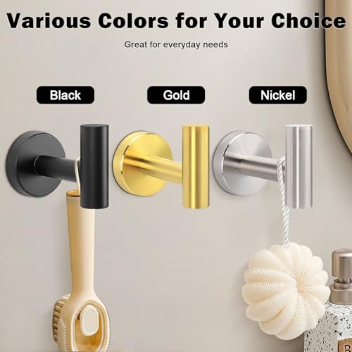 Livabber Bathroom Towel Hooks, 304 Stainless Steel Robe Shower Hooks Wall Mounted, Heavy Duty Towel Hangers for Bathroom Kitchen Bedroom (4 Pack, Black) - color: Black, size: 4 Pack