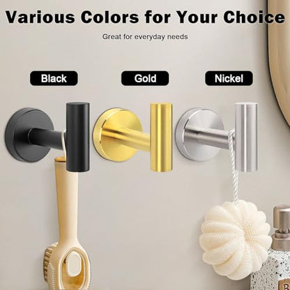 Livabber Bathroom Towel Hooks, 304 Stainless Steel Robe Shower Hooks Wall Mounted, Heavy Duty Towel Hangers for Bathroom Kitchen Bedroom (4 Pack, Black) - color: Black, size: 4 Pack