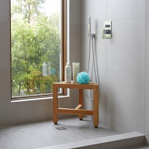 Asta Zini Solid Teak Shower/Bath/Spa Corner Foot Stool, Side Table, Fully Assembled, TB-014