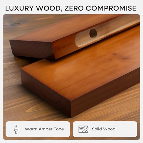Oak Floating Shelves 42 inch Long, High End Solid Real Wood 42inch Floating Shelf for Wall Mounted, Honey Oak Wooden 42in Floating Shelves, Heavy Duty Bracket, 42 X 6.5 X 1.75 in, Set of 2 - color: Honey Oak - Warm Amber Tone, size: 42 inch