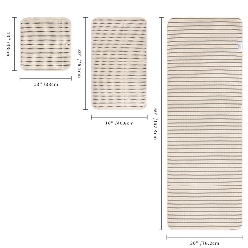 POLYTE 430 GSM Poly Blend Microfiber Quick Dry Waffle Bath Towel Set of 6 | 2-Body Towels, 2-Hand Towels, 2-Wash cloths, Oversize, Lint Free - color: Light Beige/Black