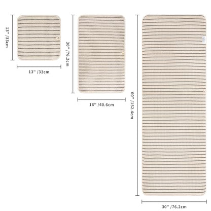 POLYTE 430 GSM Poly Blend Microfiber Quick Dry Waffle Bath Towel Set of 6 | 2-Body Towels, 2-Hand Towels, 2-Wash cloths, Oversize, Lint Free - color: Light Beige/Black