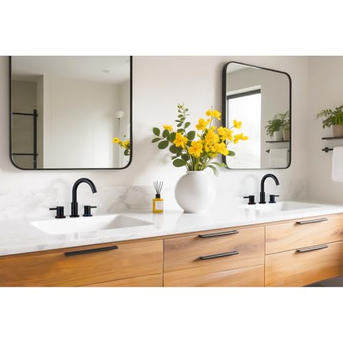 Black Bathroom Faucet 3 Hole, 2-Handle Widespread Faucet (2 Pack) | Lead-free stainless steel, pop-up drain, Detachable faucet aerator, 360°swivel, for RV & vanity sink 3-hole mount - color: 1-Black*2, style: 8 Inch Widespread