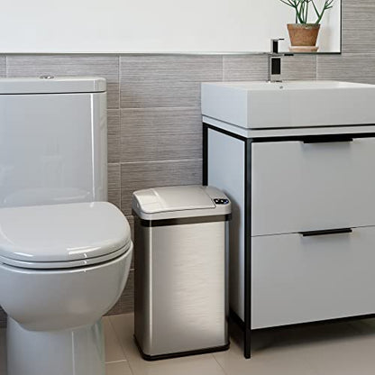 iTouchless 4 Gal Nursery Waste Bin | Touchless Sensor Trash Can | Steel | Wave-Open Lid Needs No Touch | Whisper-Quiet Close | Larger Capacity Means Fewer Takeouts | Scent Cartridge Included Free - color: Silver