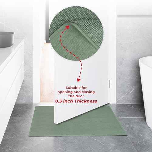 American Soft Linen Bath Rug, 17 in 24 in 100% Cotton Bath Mats Rugs for Bathroom, Slip Reducer Washable Shaggy Form Area Rugs, Sage Green Bath Rug - color: Sage Green, style: 17x24" Cotton Bath Mat