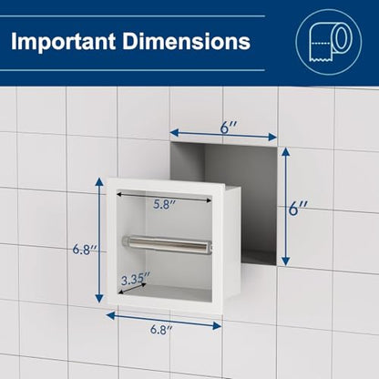 Neodrain White 304 Stainless Steel Recessed in Wall Toilet Paper Holder | Rustproof,Durable construction, Space-saving, Built-in Wall toilet paper Holder for Bathroom & RV - color: White, size: 6X6In