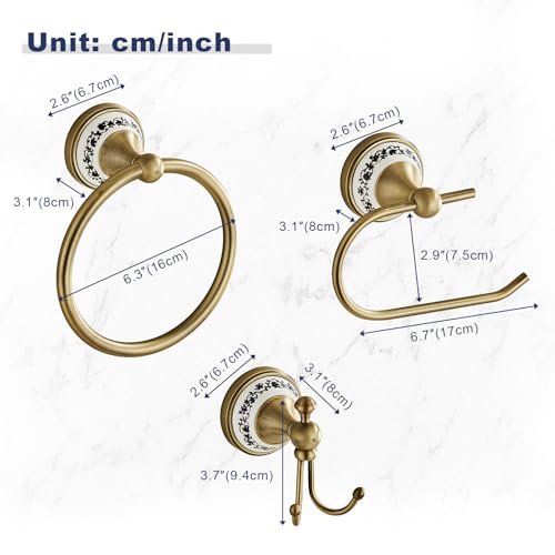 Antique Towel Ring Clothes Hook Tissue Holder Three Piece Set, Bathroom Kitchen Antique Three Piece Set, Wall Mounted Bathroom and Kitchen Supplies YIGUANXIN - color: Antique, size: Three-Piece Set