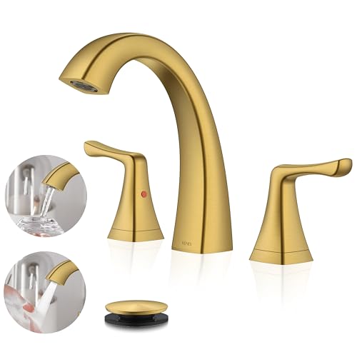 Bathroom Faucets for Sink 3 Hole Brushed Gold 2 Handle Widespread | Bathroom Vanity Faucet with Pop Up Drain & Supply Lines, Lead-Free cUPC & NSF Certified, 8 Inch Faucet for Vanity RV Sink - color: Brushed Gold