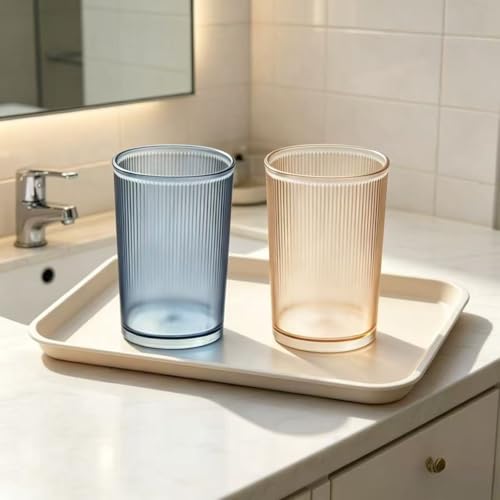 Unbreakable Cup, Bathroom Tumbler, Plastic Toothbrush Holder, Tumbler Cup, Bathroom Cups,Makeup Brush Holder,Set of 2 Reusable Drinking Glasses. (Blue & Yellow) - color: Blue & Yellow