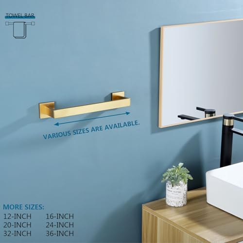 KOKOSIRI 12 Inch Hand Towel Holder Bath Towel Bar Kitchen Dish Cloths Hanger Stainless Steel Wall Mount, Brushed Gold, B4003BG-L12 - color: Brushed Gold, size: 12-Inch