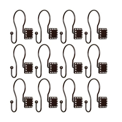 Shower Hooks - Double Shower Curtain Rings for Bathroom - Rust Resistant Shower Curtain Hooks for Shower Curtain or Liner - Shower Curtain Rings with Crystal Design - Set of 12, Oil Rubbed Bronze - color: Oil Rubbed Bronze