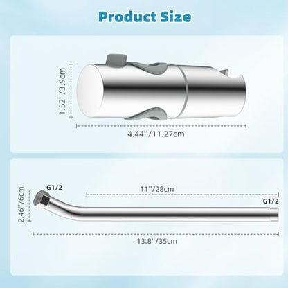 Hibbent Shower Slide Bar with Handheld Shower Head Holder, Stainless Steel Shower Arm Extension Sliding Bar, Height & Angle Adjustment Showerhead Holder, Chrome - color: Chrome