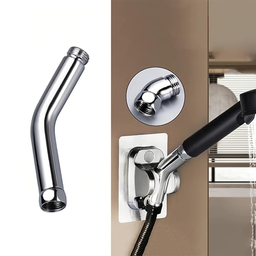Universal Fit Handheld Shower Head Adapter, 45° Stainless Steel Polished Chrome Elbow Connector - Leak-Proof Shower Accessory