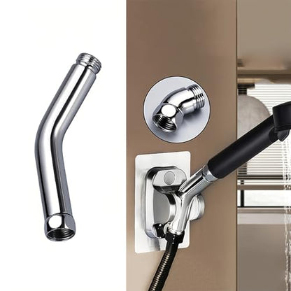 Universal Fit Handheld Shower Head Adapter, 45° Stainless Steel Polished Chrome Elbow Connector - Leak-Proof Shower Accessory