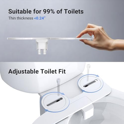 Bidet Attachment for Toilet Seat Sprayer - Non Electric Dual Nozzle with Cold Water - Self Cleaning Toilets Bathroom Spray for Butt Wash - Easy Slim Adjustable Pressure Control Rv Bidets Gifts - color: Black