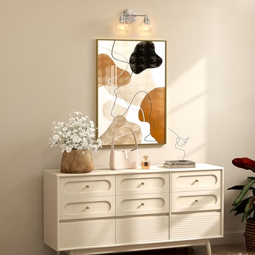 VONLUCE 2 Light Bathroom Vanity Light Fixtures, Brushed Nickel Finish | Globe Glass Shades, E26 Sockets, Easy to install, ETL Certificated, Vanity Lights for Bedroom Hallway Living Room - color: Nickel, size: 2-Light