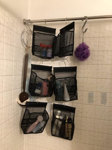 Hanging Mesh Shower Caddy Organizer Bathroom Storage Bag with Hooks for College Dorm, Gym, Swimming,RV and Travel