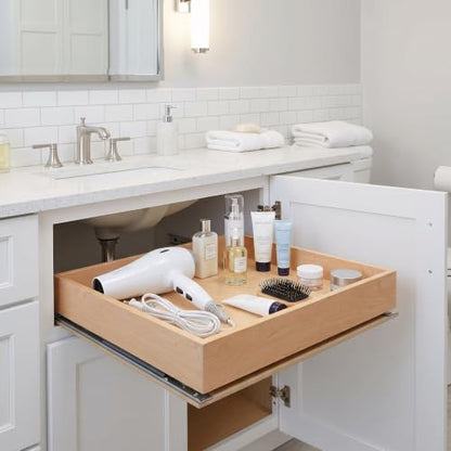 SlidingSusan HardRock MDF Pull-Out Cabinet Drawer Organizer 14"W x 18"D | Heavy Duty (100Lbs) Wooden Pullout Inserts, Soft Close Sliding Shelf for Kitchen Cabinets, Pantry, Storages - Fully Assembled - size: 14x18x3'