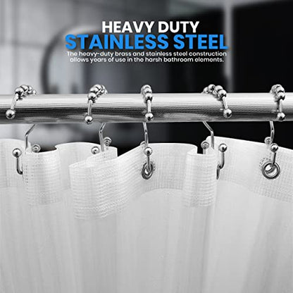 Utopia Bedding Double Glide Shower Curtain Hooks, 12 Pack, Nickel | Premium rust-resistant shower curtain rings provide reliable performance in bathrooms, guest rooms, and hotels - color: Chrome