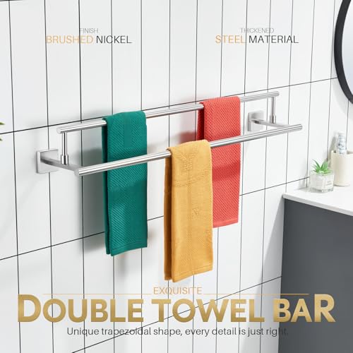 KOKOSIRI Bath Towel Holders Brushed Nickel Bathroom Rack 32-Inch Double Towel Bars Overlength Kitchen Rails Stainless Steel B5009BR-L32 - color: Brushed Nickel, size: 32-Inch