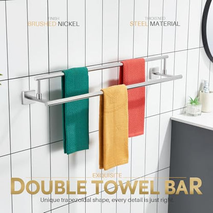 KOKOSIRI Bath Towel Holders Brushed Nickel Bathroom Rack 32-Inch Double Towel Bars Overlength Kitchen Rails Stainless Steel B5009BR-L32 - color: Brushed Nickel, size: 32-Inch