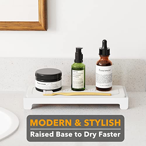 SpaceAid DryingNeat Sink Organizer, Instant Dry Sink Caddy Organizers, Kitchen Sponge Soap Holder Dispenser, Countertop Fast Drying Counter Tray Rack (Bamboo Rack, White) - color: White