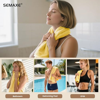 4-Pack Yellow Cotton Hand Towels for Bathroom with Hanging Loops | Sink-side towels for drying hands and face, ideal for bathrooms, guest baths, powder rooms, OEKO-TEX certified, easy care - color: A01: Yellow