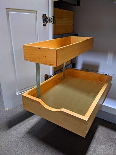 2-Tier Pull Out Drawer Organizer, Sliding Shelf Storage for Kitchen, Bathroom, Under Sink Cabinet (12" Width) - size: 12''W*18''D-B