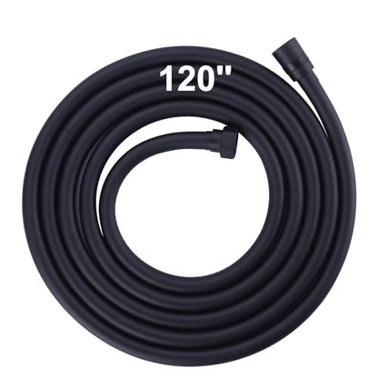 Aleasha Extra Long PVC Shower Hose Replacement for Bathing, Toilet Cleaning, Dogs - Matte Black 120 Inch Shower Hose - color: Black, size: 120inch