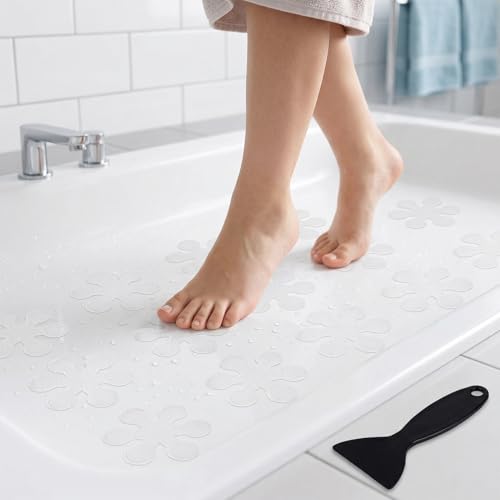 Anti Slip Shower Stickers, 100 Pieces Snowflake Shower Floor Non Slip Stickers, Adhesive Decals Safety Strips with Scraper for Bath Tub, Shower Floor and Stairs (100 Snowflake) - size: 100 Snowflake