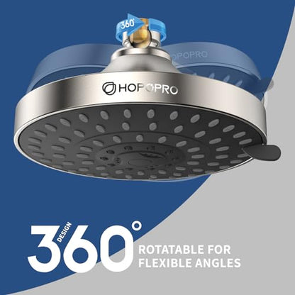 HOPOPRO 5-Mode High Pressure Shower Head - The Washington Post, NBC News, Today TV Show Recommended - High Flow Fixed Showerheads (6 Inch Brushed Nickel) | The Washington Post, NBC News, Today Recommended, Consumer Reports Tested High Flow Fixed Shower He
