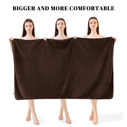Bath Towels Set of 4 Extra Large 35 x 70 Inches,Luxury Thick High Absorbent and Quick Dry Bath Sheet,Ultra Soft Microfiber,Bathroom,Beach,Yoga,Sport,SPA,Fitness (Brown) - color: Brown, style: 4 Piece Bath Towels