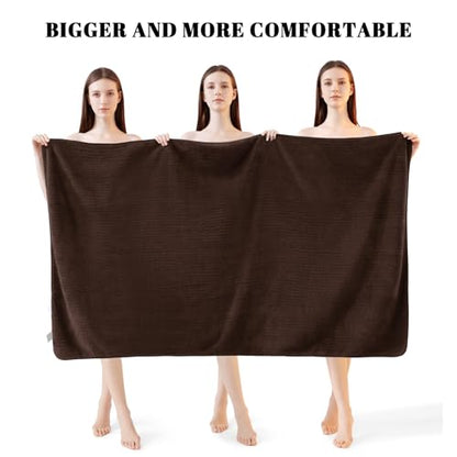 Bath Towels Set of 4 Extra Large 35 x 70 Inches,Luxury Thick High Absorbent and Quick Dry Bath Sheet,Ultra Soft Microfiber,Bathroom,Beach,Yoga,Sport,SPA,Fitness (Brown) - color: Brown, style: 4 Piece Bath Towels