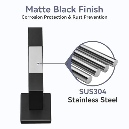 24 Inch Matte Black Towel Bar, Square Base Bathroom Towel Rack, Towel Holder Wall Mounted, Thicken SUS304 Stainless Steel Towel Rod Modern Home Decor (Total Length 26-Inch) - size: 26 Inch
